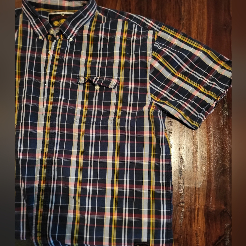 NAUTICA Men's Multicolor Plaid Short Sleeved Shirt Sz 2XL